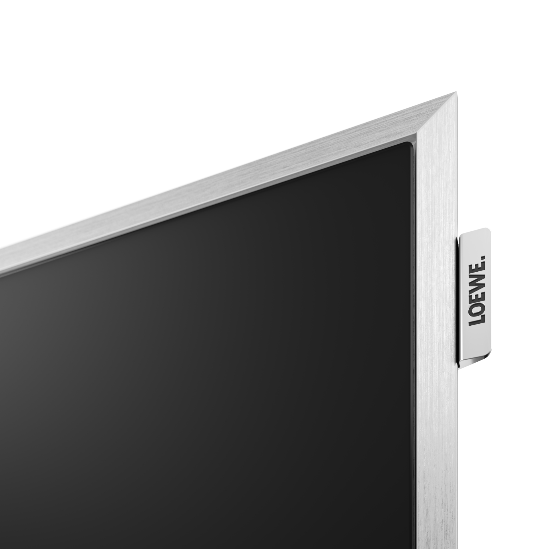 Der LOEWE Stellar 4k OLED Smart-TV mit gebürstetem Aluminium-Rahmen. 